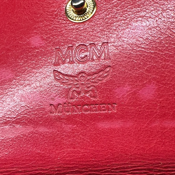 MCM Red Crocodile Embossed Clutch with Gold Chain - Picture 9 of 17